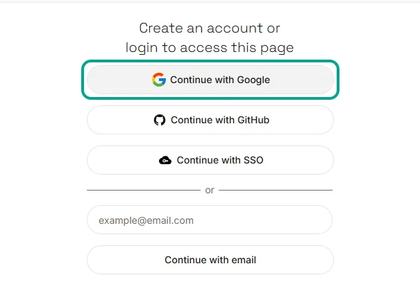 Bấm Continue with Google